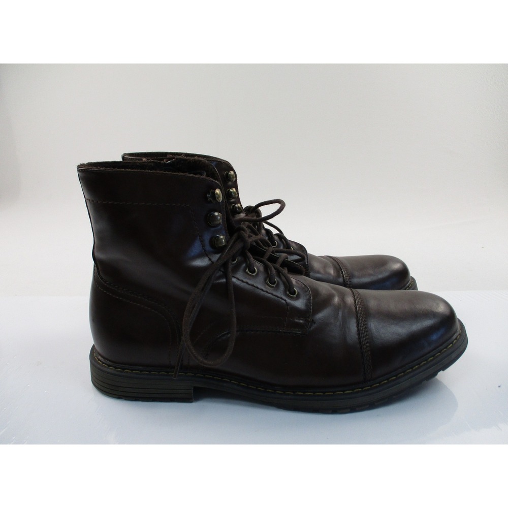 Bruno Marc Boots Mens 12 Brown Cap Toe Side Zip Faux Fur Lined Utility Rugged